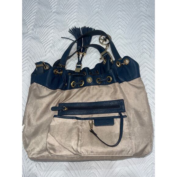 Michael Kors Navy Camden Blue Leather Drawstring Hobo Shoulder Bag Tassel - Picture 11 of 14